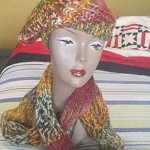 Knit cap with matching infinity scarf